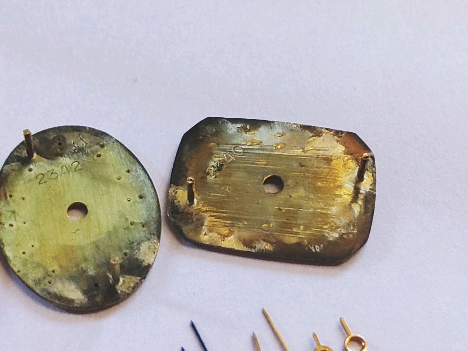 Omega 1350 DeVille Dials #2342 X 2, #2340. 3 Handsets & 2 Hour Hands. For Parts.
