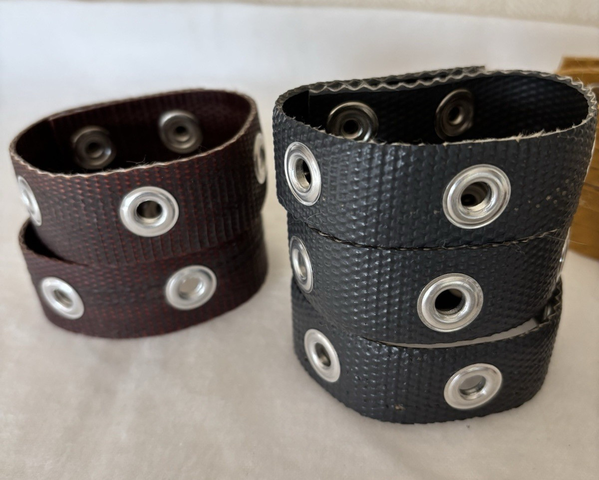 Repurposed /Recycled Fire Hose Bracelet Biker-Style, Snap Close, Grommets, 1×10