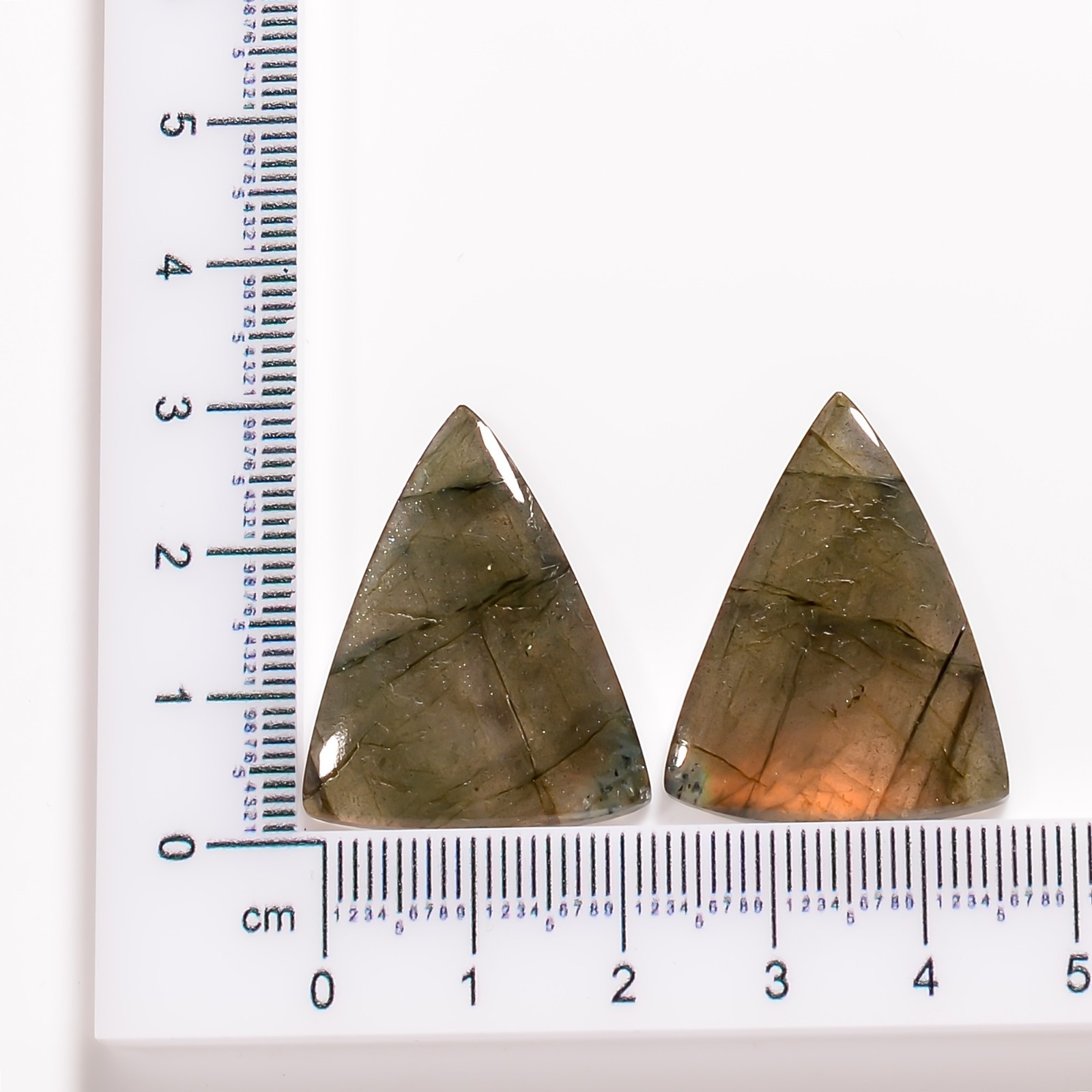 Natural Labradorite Gemstone Matching Pair 30x23mm Triangle Shape Earrings Stone