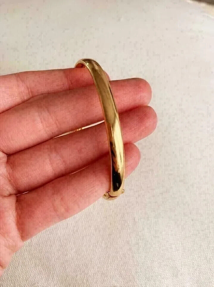 Beautiful Bangle Bracelet With Chain For Women’s 14k Yellow Gold Plated 7 Inch