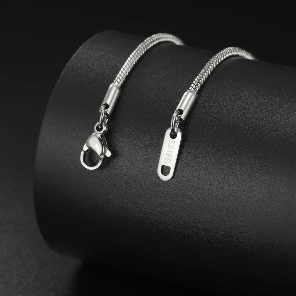 Round Snake Chain Necklace Stainless Steel Thin Chain Choker Unisex Gift
