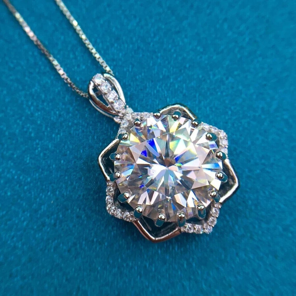 2.5Ct Lab Created Moissanite Round Floating Pendant Real 10K White Gold