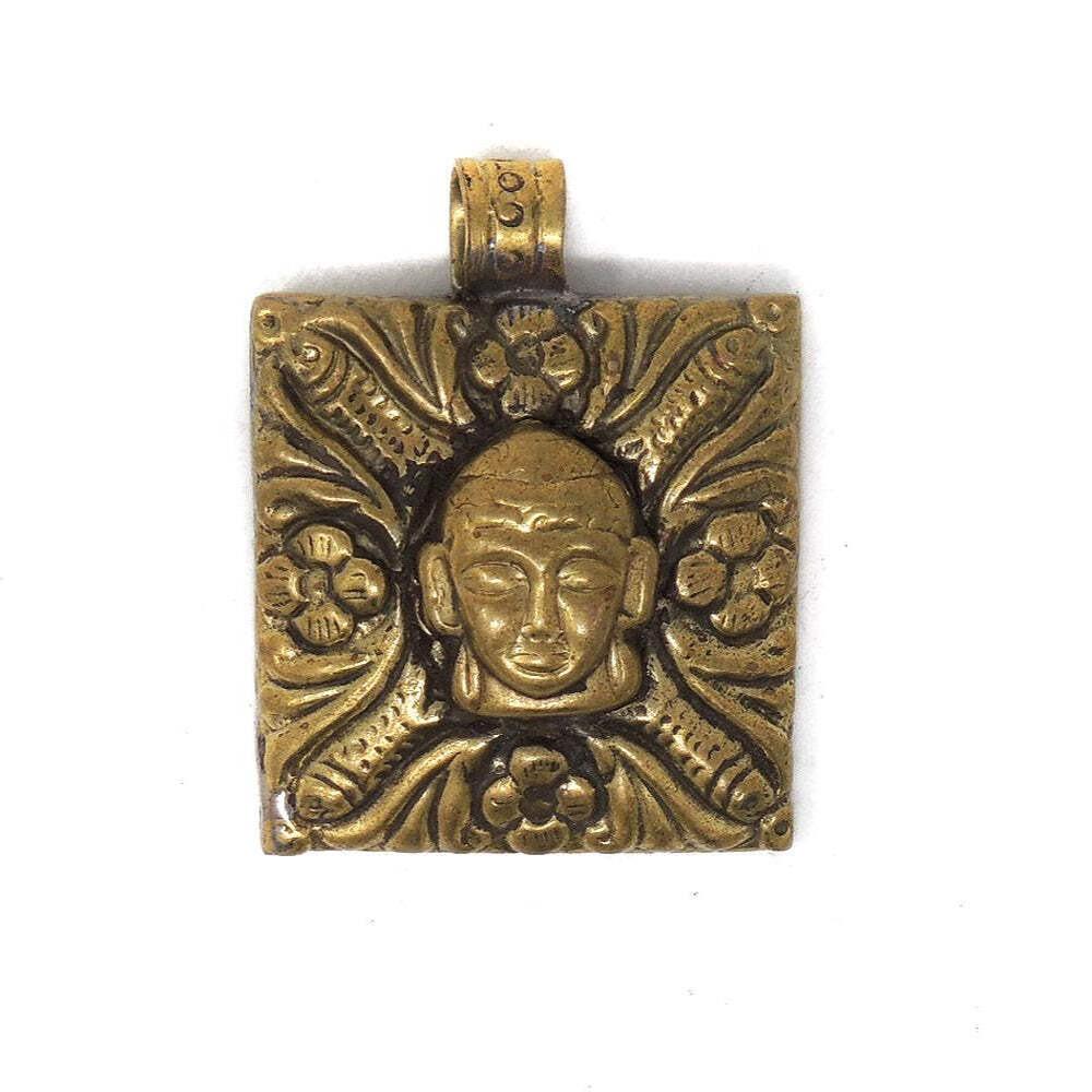 Brass Tibetan Repousse Buddha Pendant
