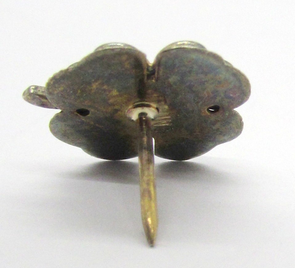 925 STERLING SILVER DIAMOND ACCENT CLOVER BROOCH PIN 16x14MM ~ 1.7G