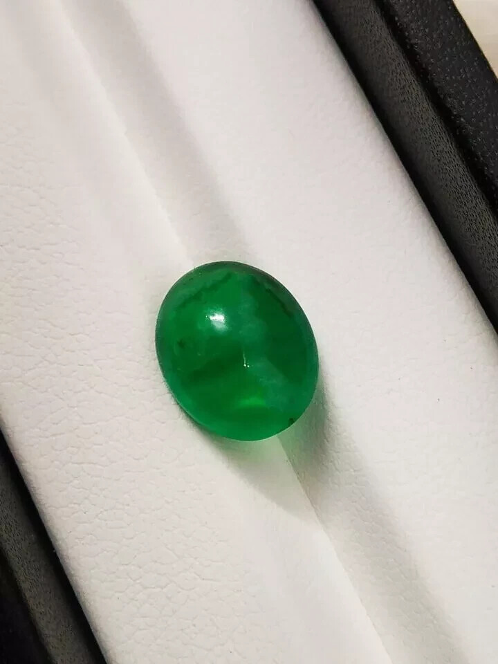 Natural Zambia Emerald 6.85 CT Untreated Oval Cabochon Certified Loose Gemstone