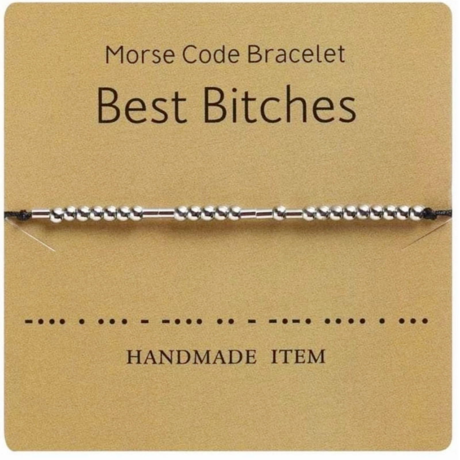 Funny Morse Code Friendship Bracelet, Adult Best Bitches BFF Snarky Attitude