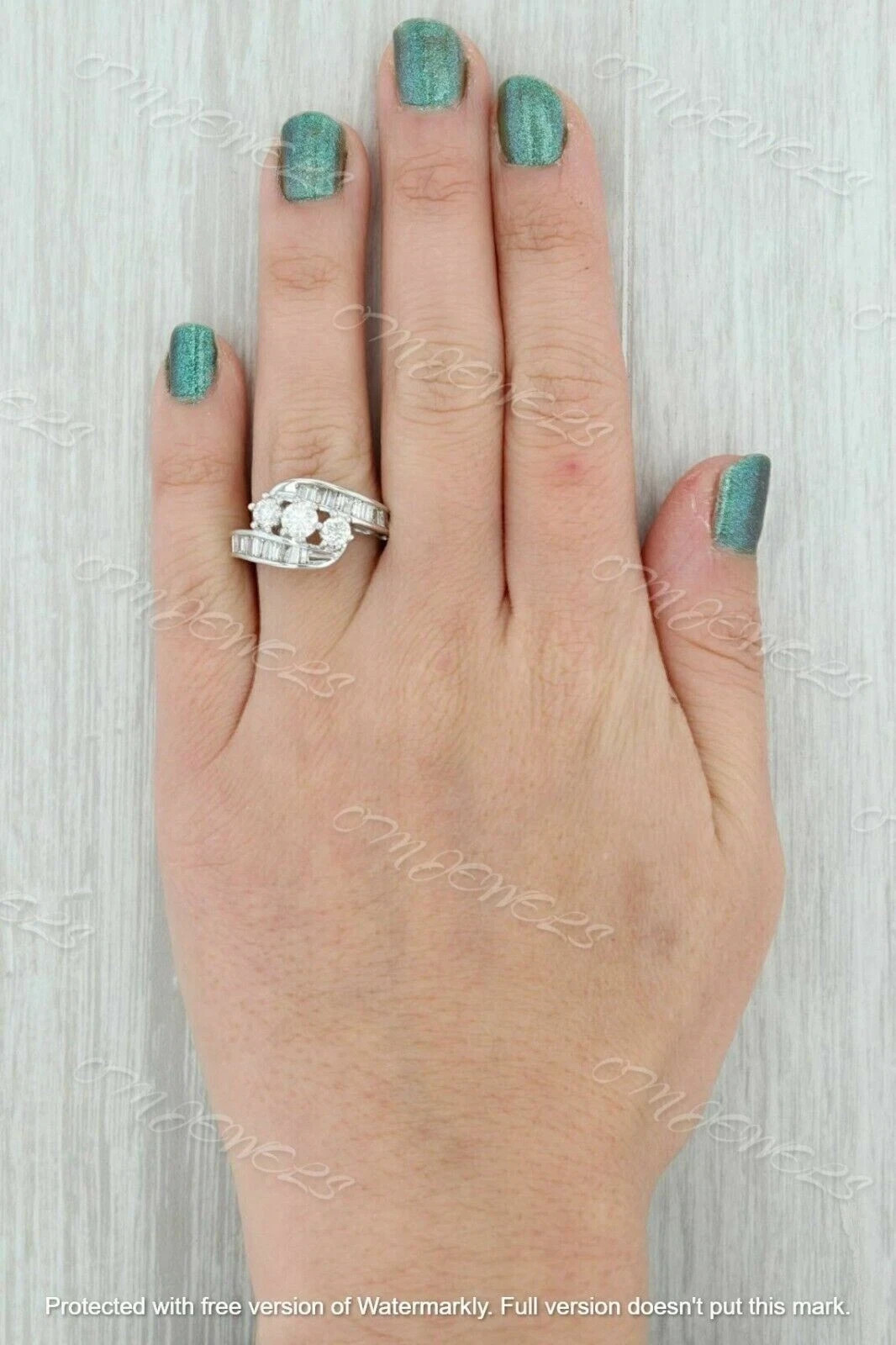 2Ct Lab-Created Diamond Solitaire With Accents Engagement Ring 14K White Gold Fn