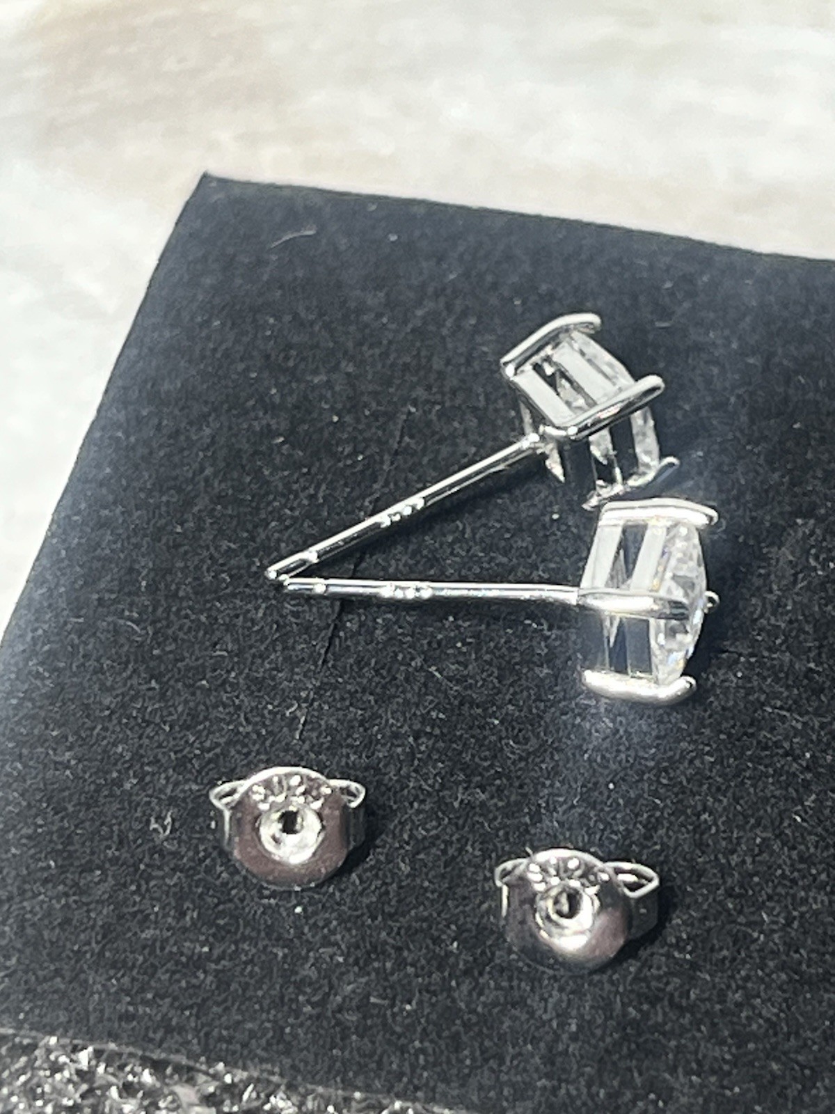 Princess Moissanite Stud Earrings 4.5mm VVS1 GRA cert Butterfly Back 1ct tw