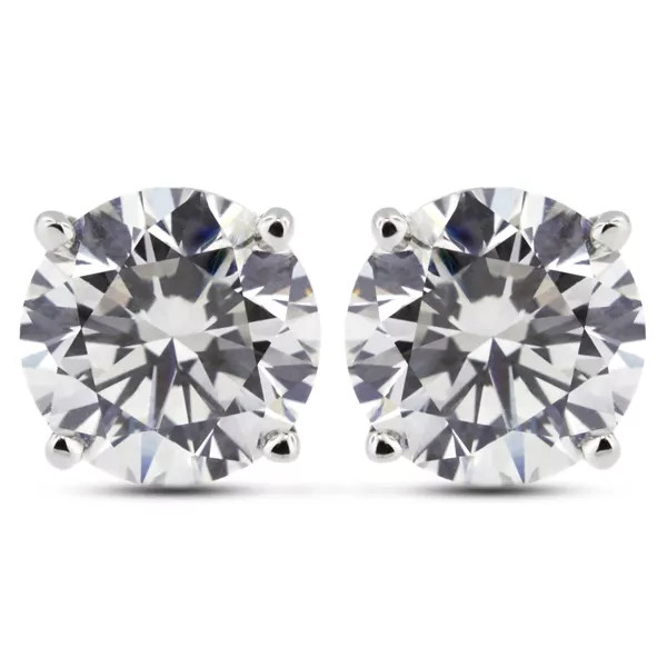 Stud Earrings Solid 14K White Gold Classic 0.50 CT Round Natural Diamond G VS2