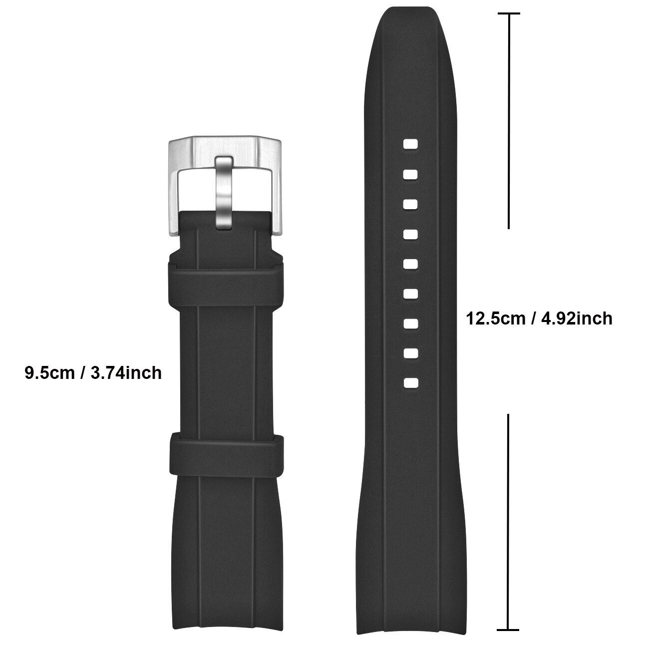 20 22mm Rubber Watch Band Premium Silicone Universal Curved Ends Rubber Strap