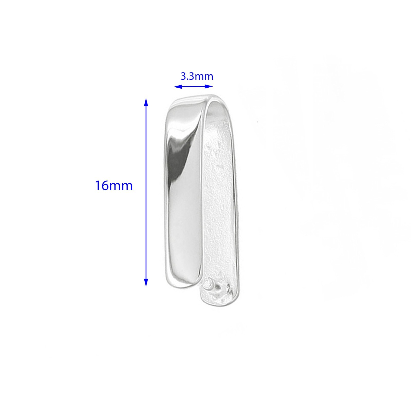 1PC Fine Sterling Silver Pinch Clip Bail Pendant Clasp Slider 16mm #99817