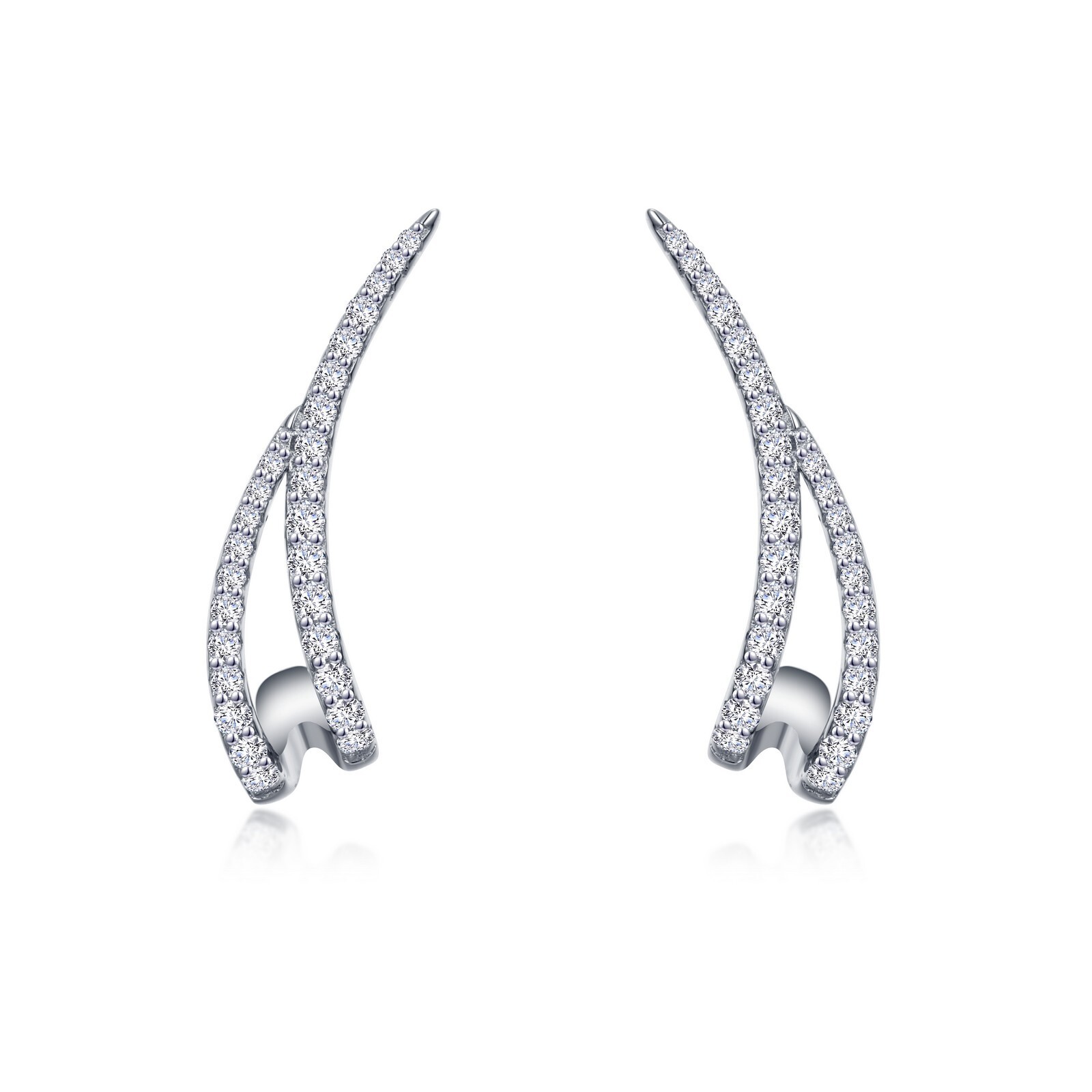 *BRAND NEW* Sterling Silver Platinum-Bonded 0.84CTW Diamond Ear Climber Earrings
