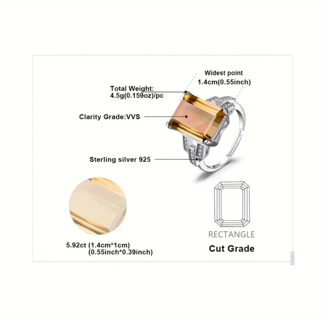 6ct Emerald Cut Zultanite Color Changing Stone Silver Ring Diaspore USA