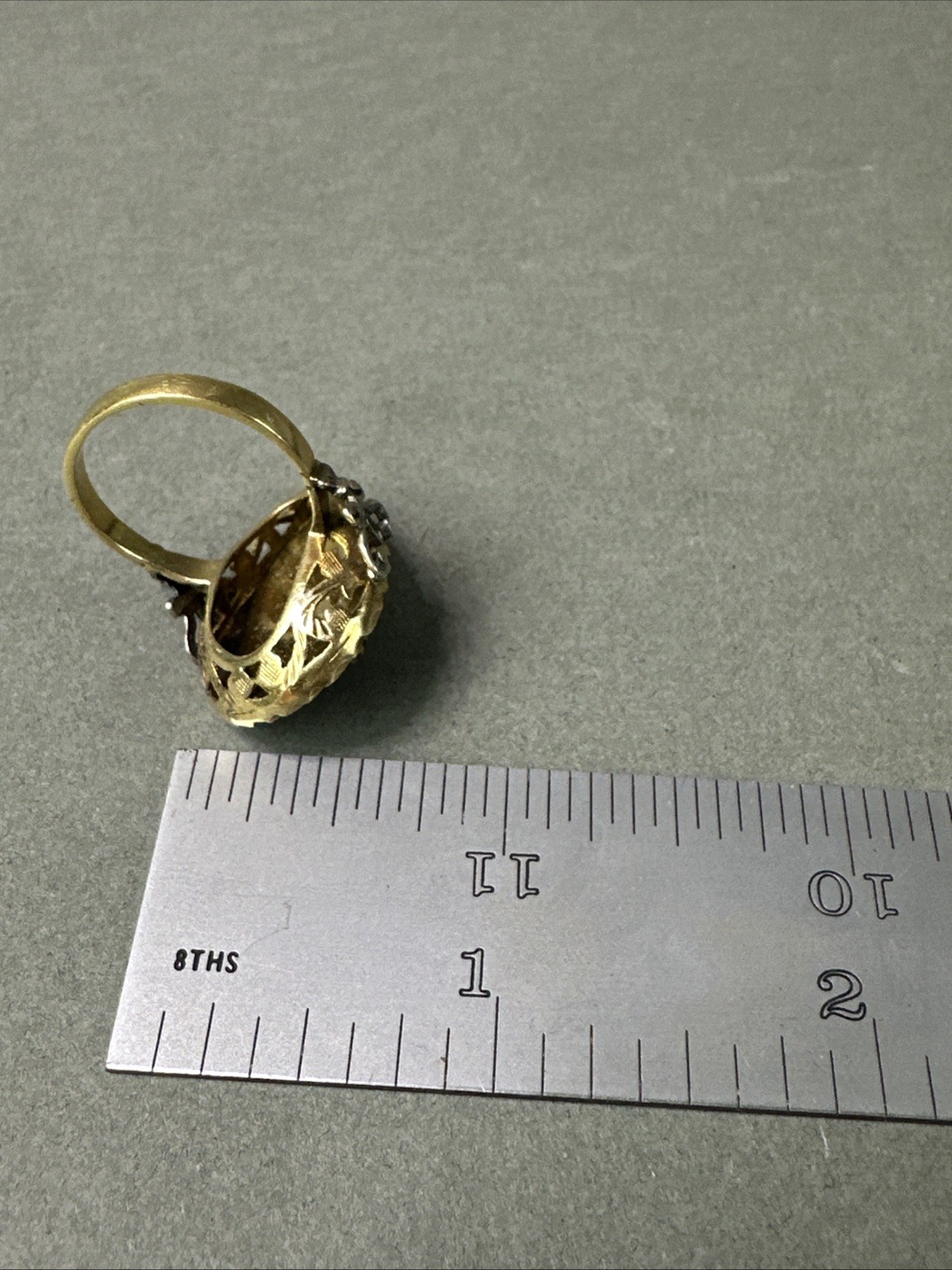 Vtg 1950s Ornate 18k Ruby 9.8g Sz 7 Ring Estate Find NR