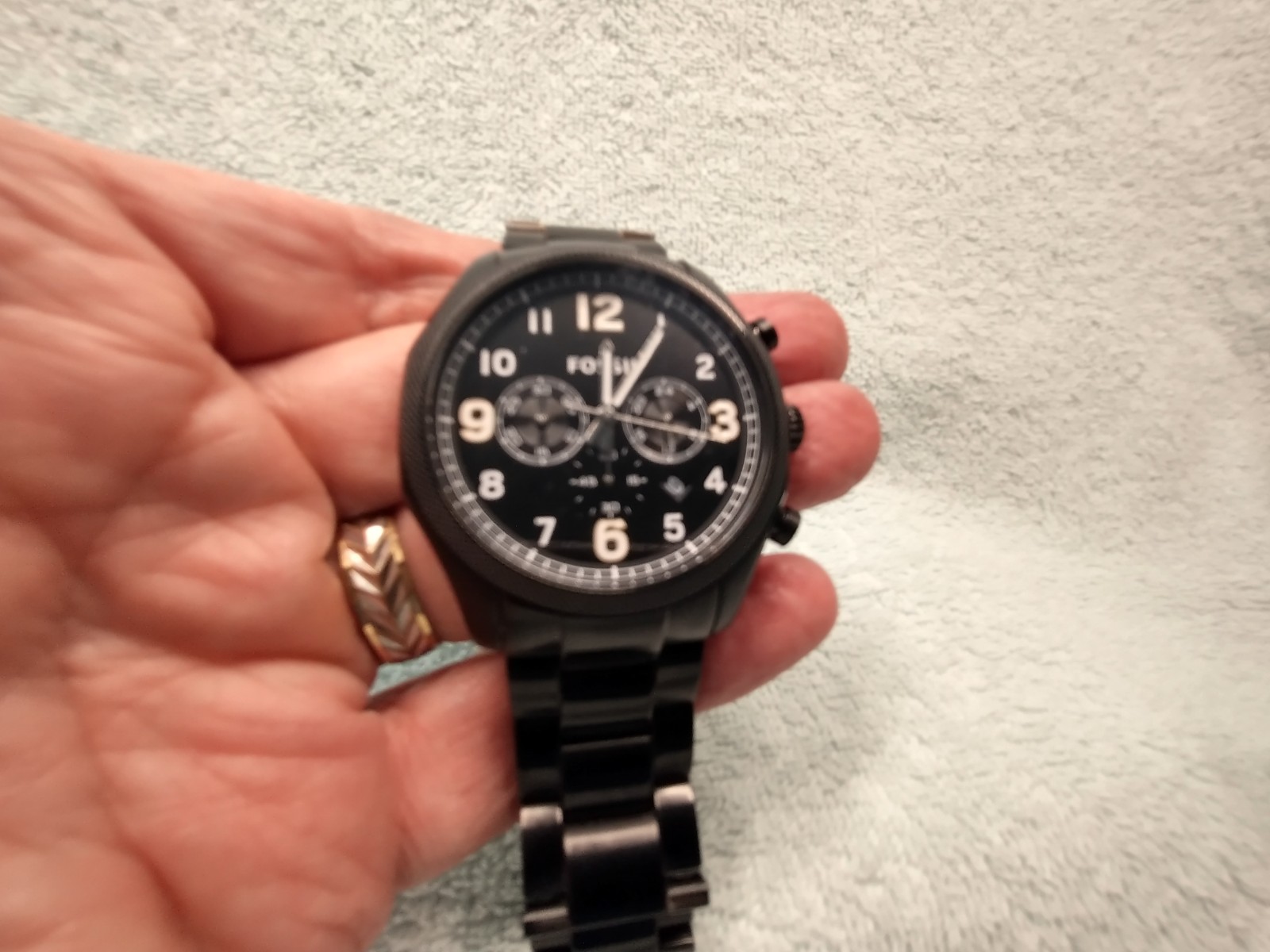 FOSSIL ITB “FOREMAN: All “ION-PLATED BLACK /BLACK S/S CHRONO BRACELET WATCH