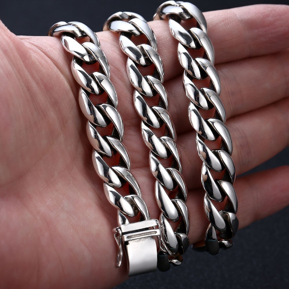 12mm HEAVY Solid 925 Sterling Silver Necklace Mens Miami Cuban Curb Link Chain