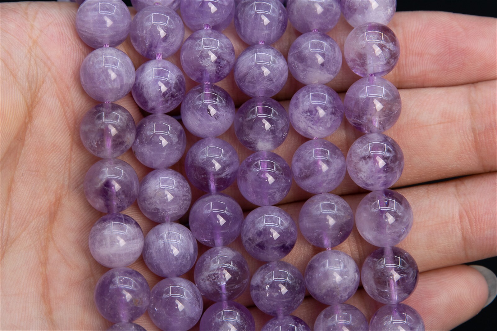 10-11MM Genuine Natural Translucent Deep Lavender Amethyst Beads AA Round Beads