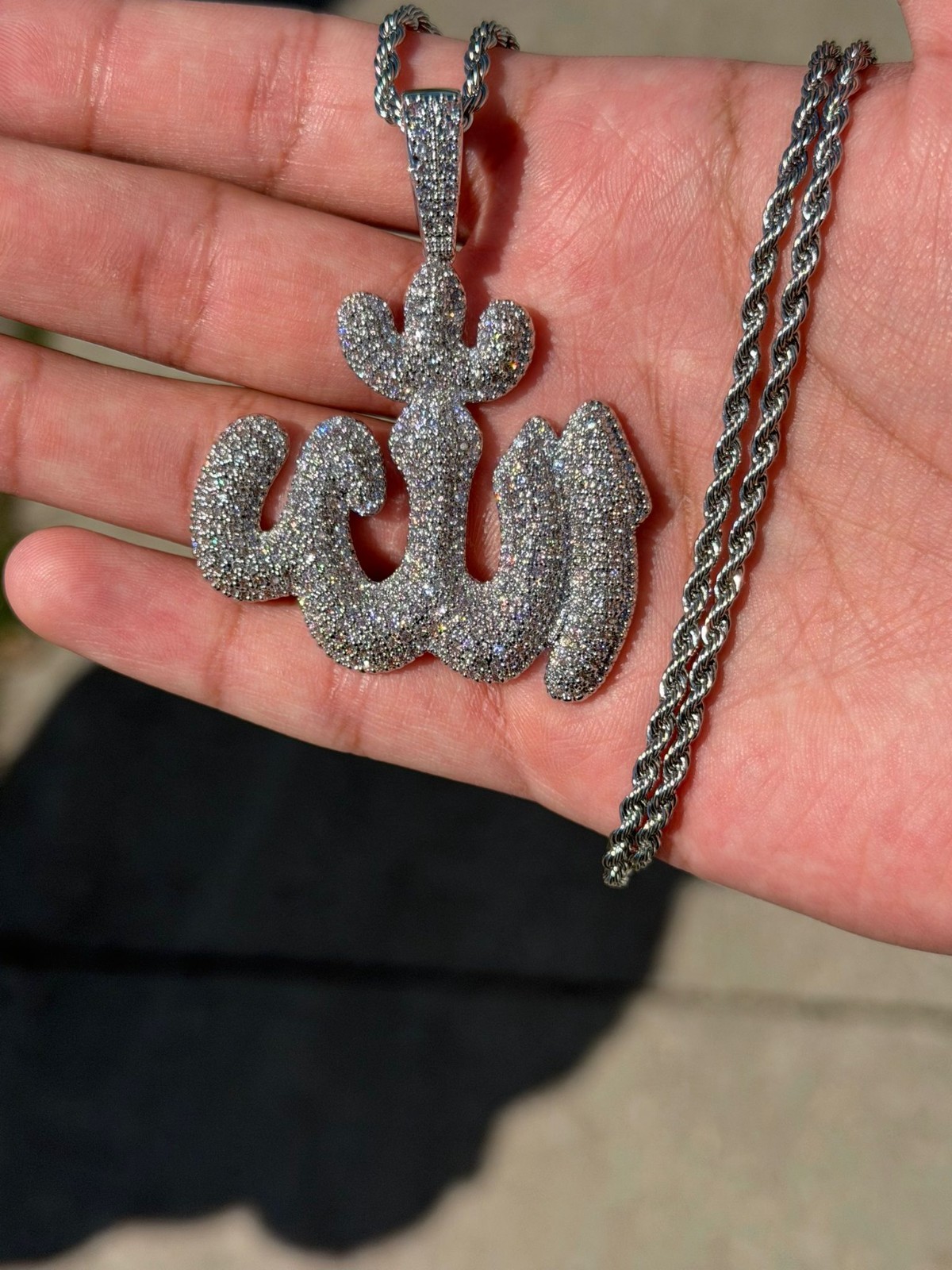 ICED OUT ALLAH PENDANT + FREE ROPE CHAIN *PASSES DIAMOND TESTER*
