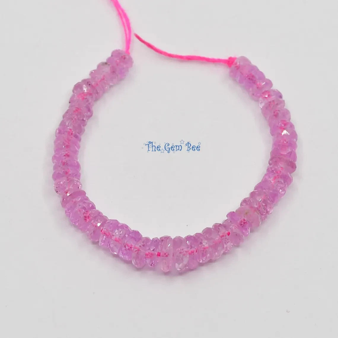 3mm-4.2mm Transparent Natural Cherry Blossom Pink Sapphire Faceted Rondelle 2.5″