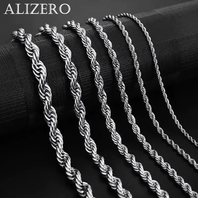 4mm Diamond Cut Solid 925 Sterling Silver Italian Rope Chain Men’s Necklace