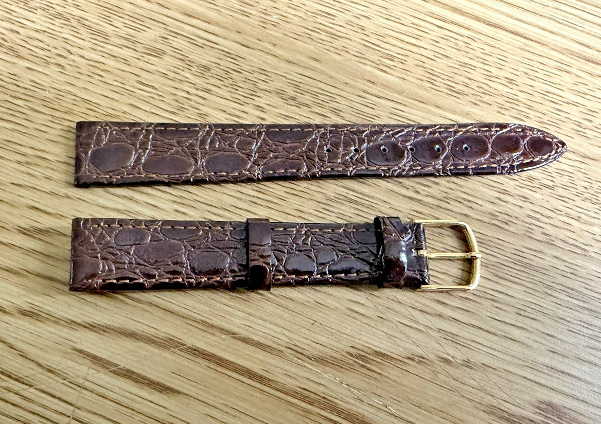 Vintage NOS 1960’s (5/8″) 16mm Brown Crocodile Calf Leather Watch Band