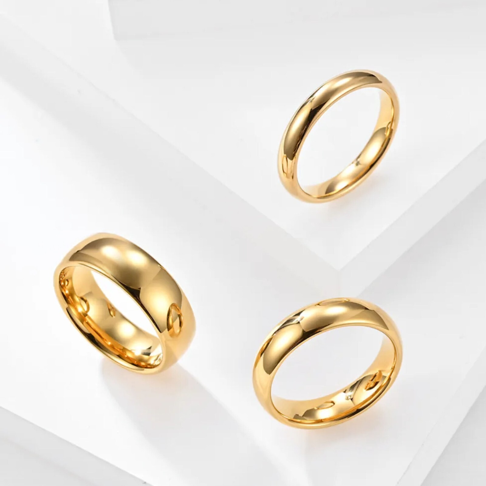 Gold Plated Tungsten Carbide Classic Half Dome Wedding Band