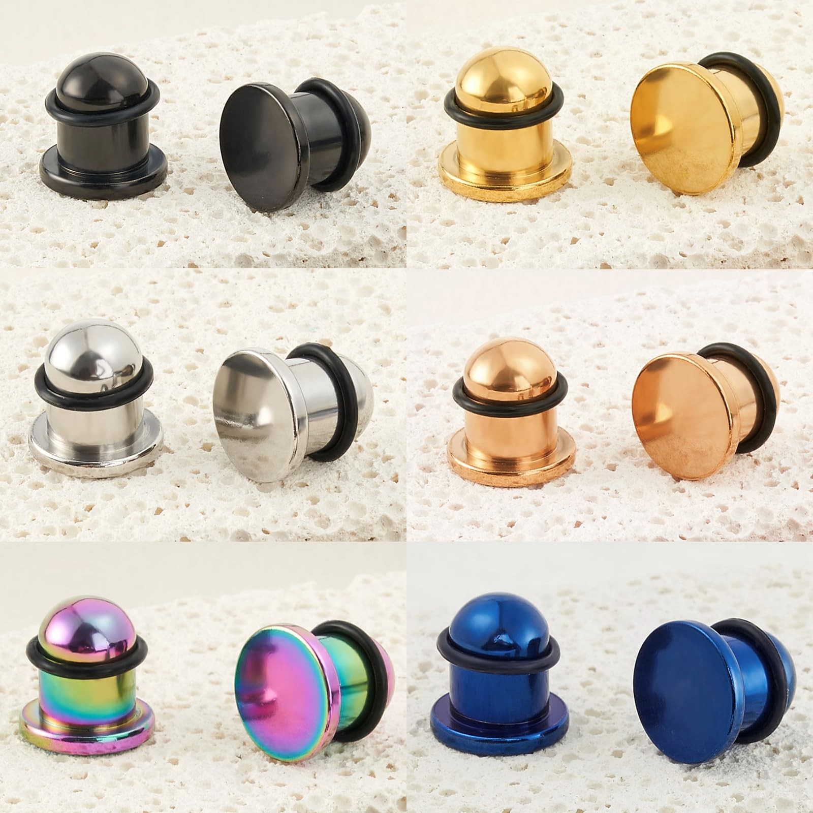 18 PCS Ear Gauges Stretching Kit Stainless Steel Plugs 14G-00G Taper Set