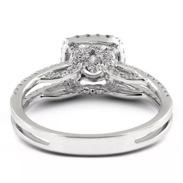 18K Gold Side Stone Engagement Ring Halo 1.50 CT Princess Natural Diamond G VS2