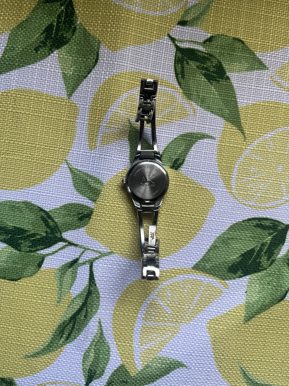 Anne Klein Silver Tone Analog Dress Watch Metal Bangle Band Dot Indexes Round