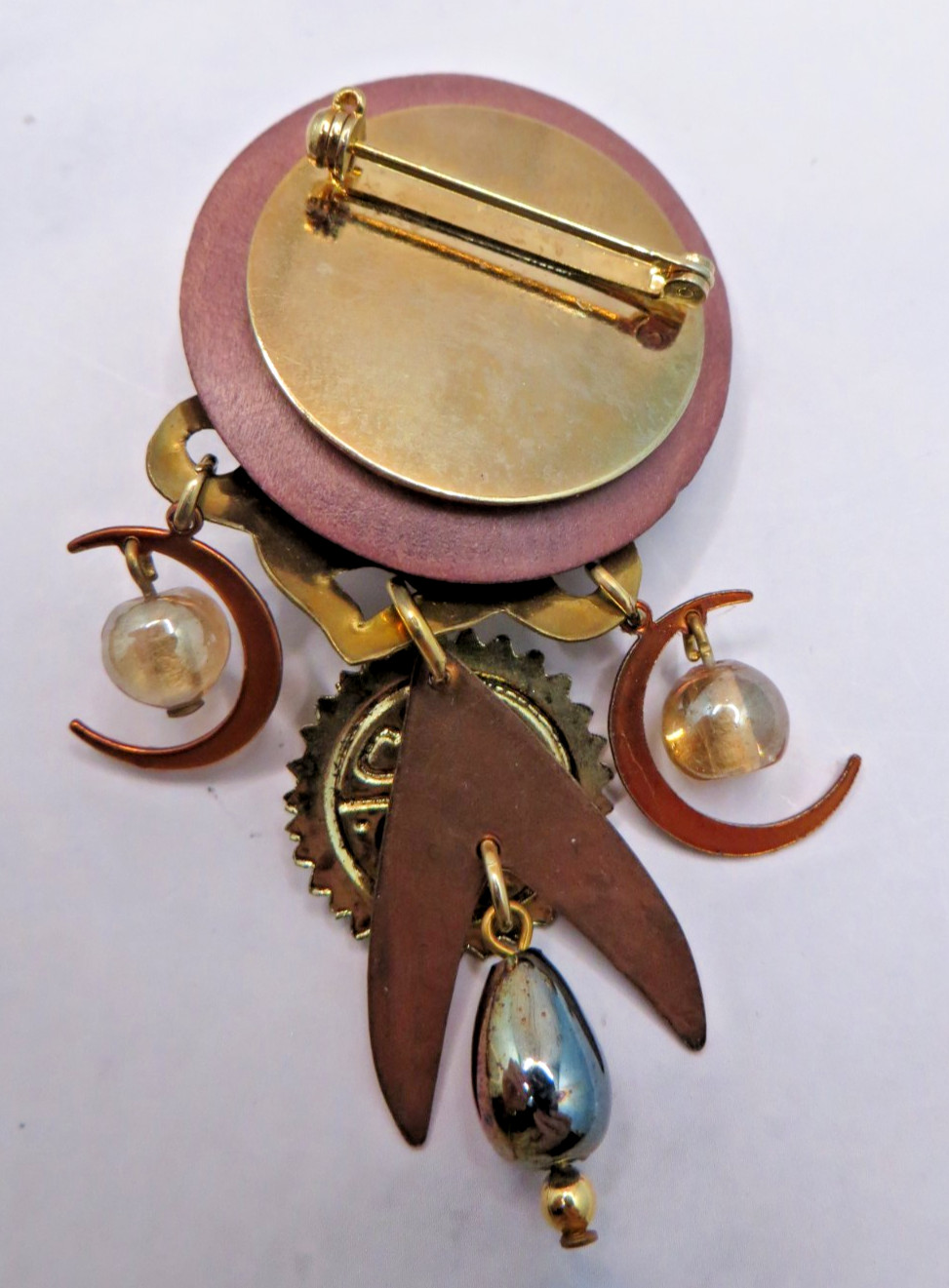 2 Mixed Metals Copper Abstract Steampunk Style Pin Lot #1298