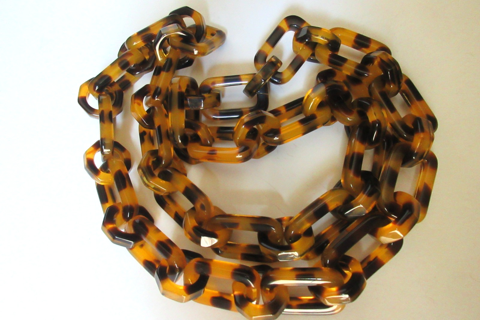 Large Amber Tortoise Shell Acrylic / Resin Linked Necklace – STATEMENT