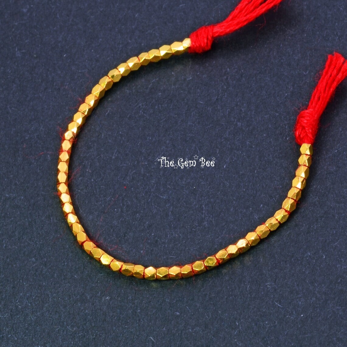 1.35mm 18k Solid Yellow Gold Petite Faceted Nuggets Findings Beads 2.8″ Str (50)