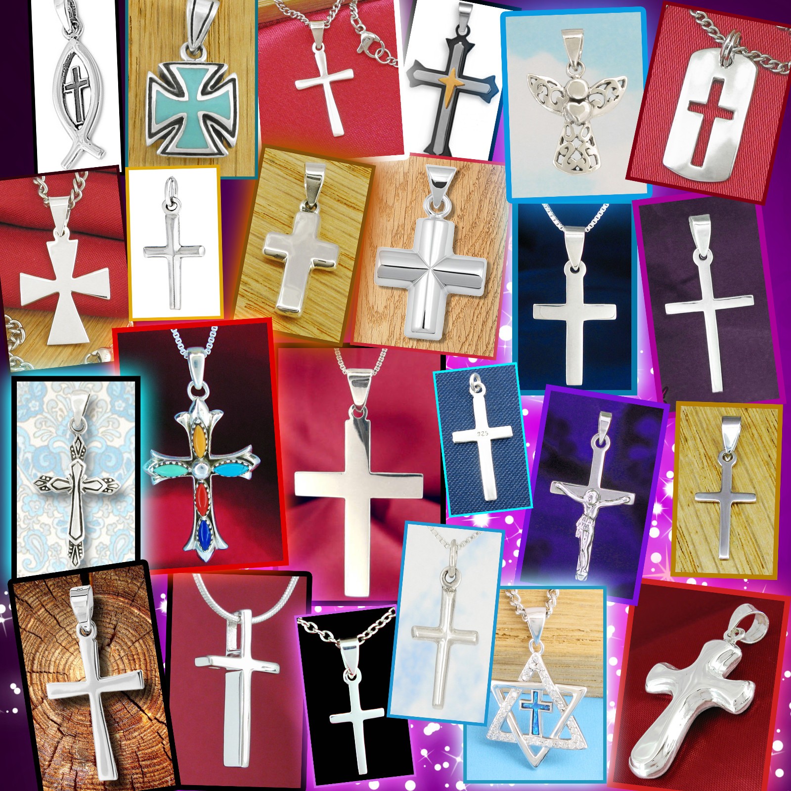 Small Open Dog Tag Style Cross Pendant – ‘925’ Sterling Silver – NEW!