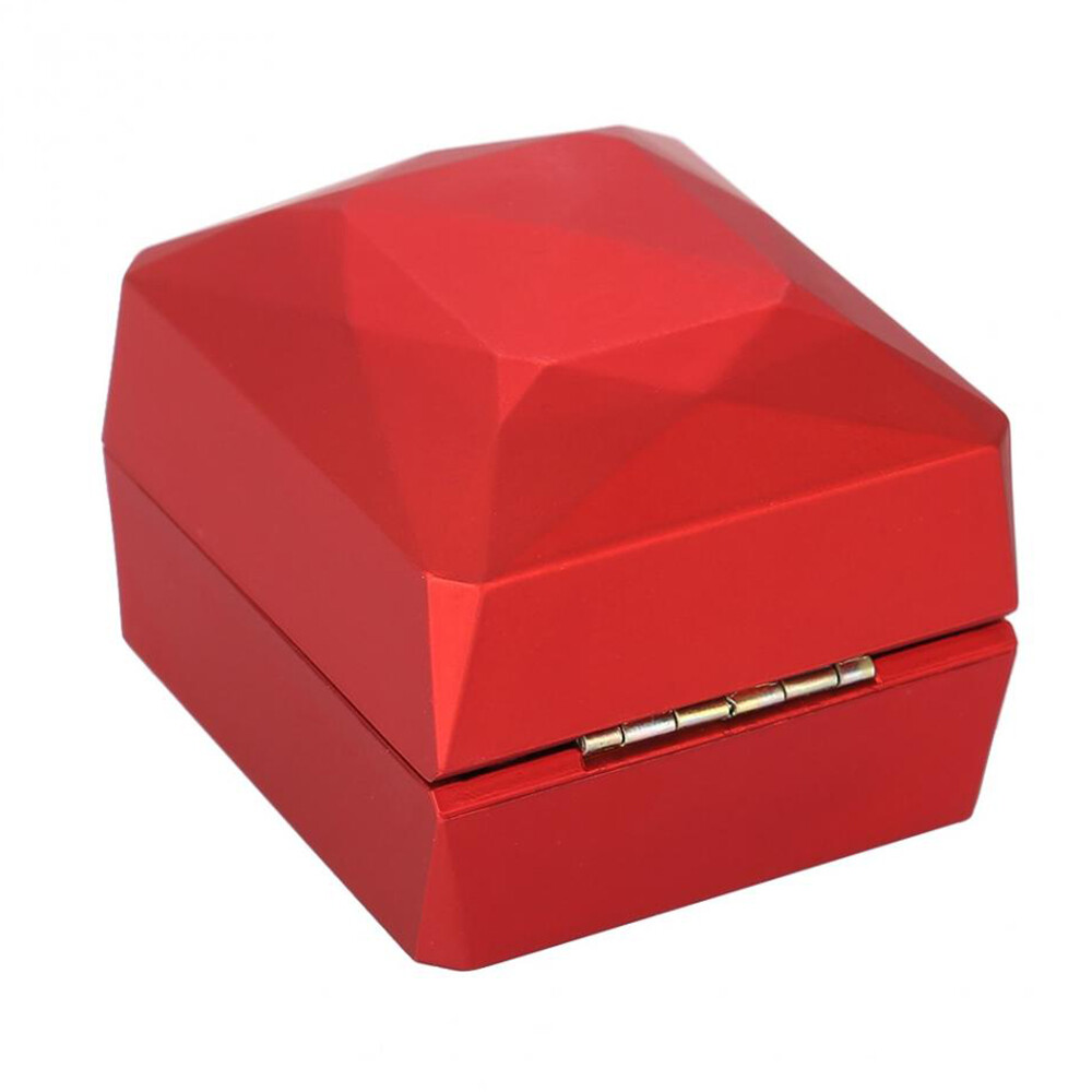 Deluxe Glossy LED Lighted Engagement Ring Box Velvet Jewelry Gift Case Proposal