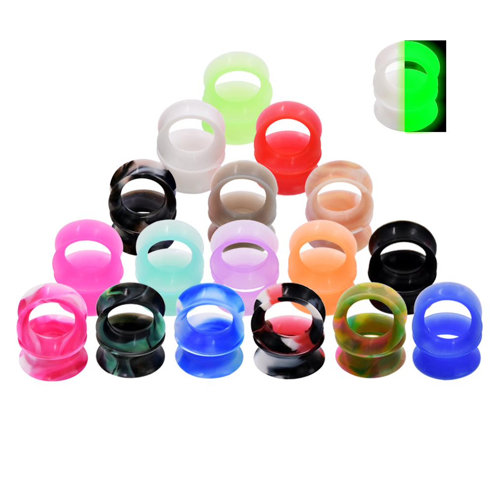 36× Thin Silicone Ear Gauges Soft Flexible Tunnels Plugs Earskin Earlets 2g-3/4″