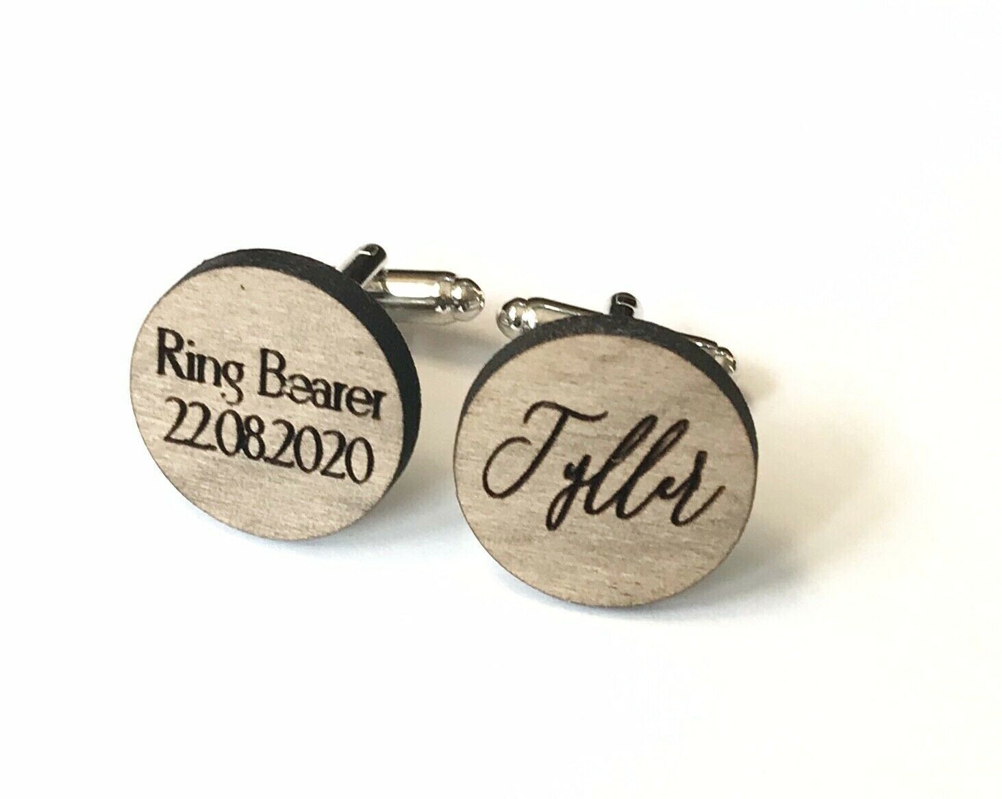 Personalised Cufflinks Engraved In Pristina Fonts Name, Role, Date And Name