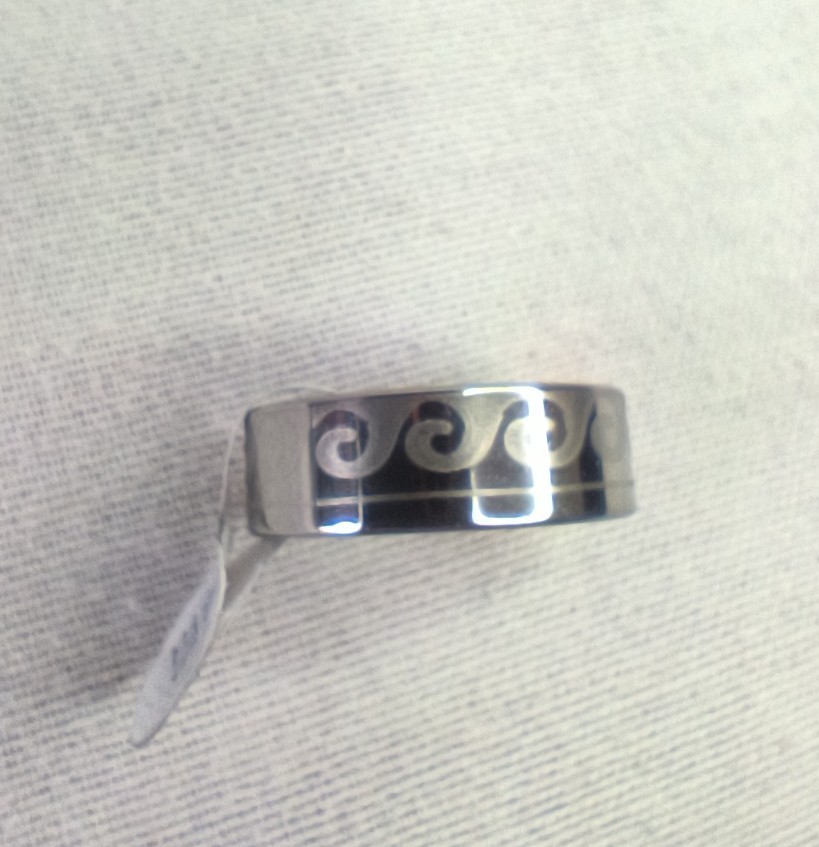 Stainless Steel Ring Band Laser Etched Variation Size 20
