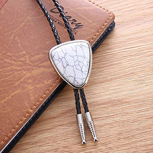 Triangle Nature Agate Shape Bolo Tie Western Cowboy Celtic Black 1-white Crack