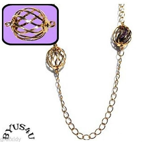 BEAD CAGE OVAL LINK CONNECTOR CHARM 15mm or 12mm GOLD or SILVER PLATED 10 pack