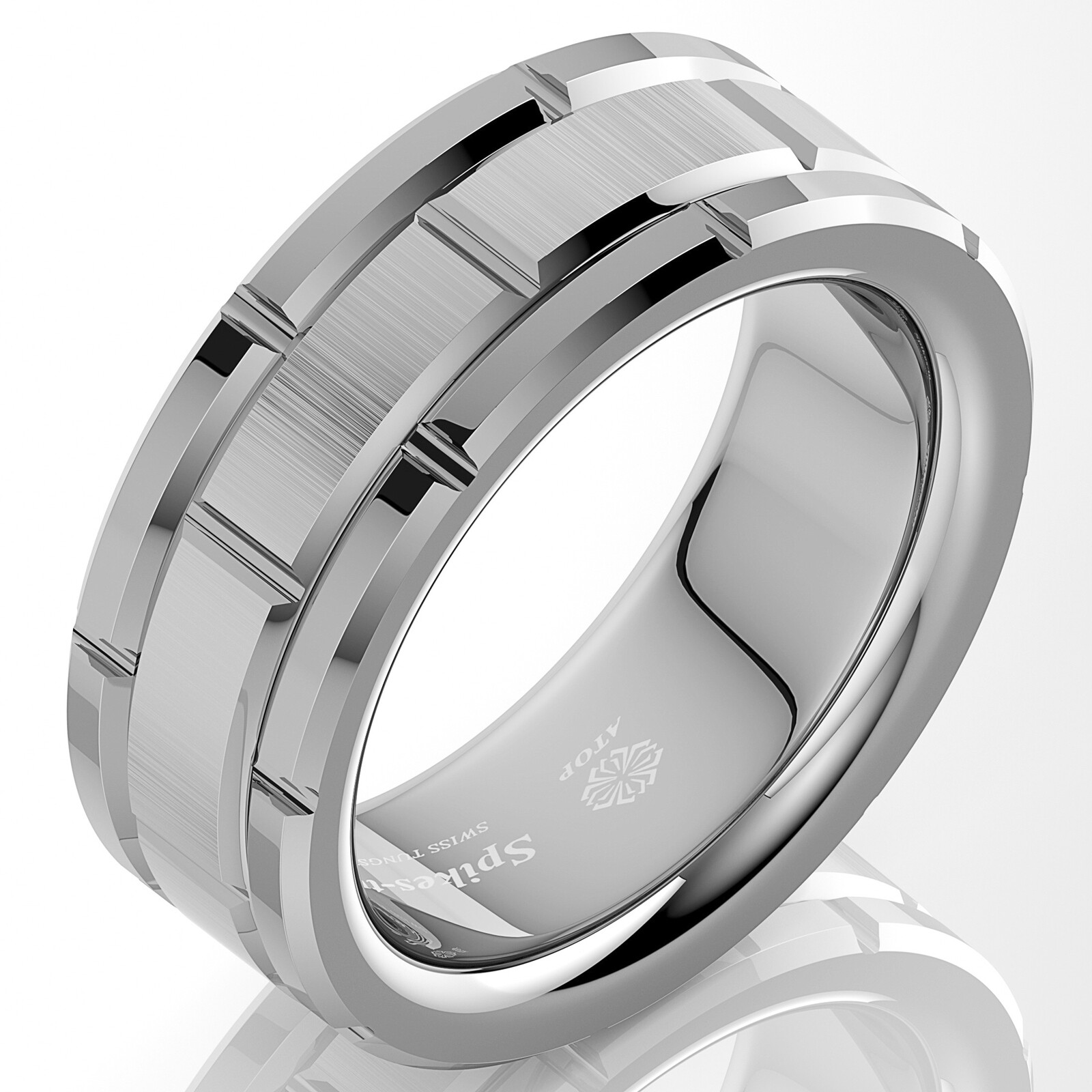 8mm Men’s Tungsten Carbide Ring Silver Wedding Band Brick Pattern Size 6-13 ATOP