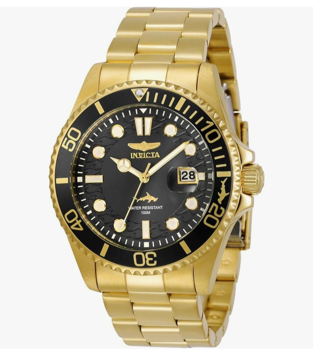 Invicta Men’s 43mm Pro Diver Blue Black Dial Gold Tone SS Bracelet 200m Watch