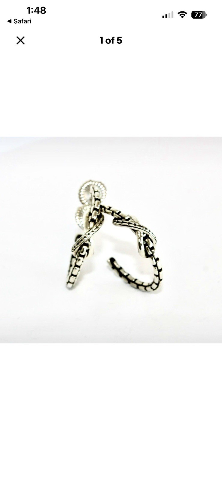 QVC JAI Sterling silver infinity knot hoop earrings box chain – EXCELLENT