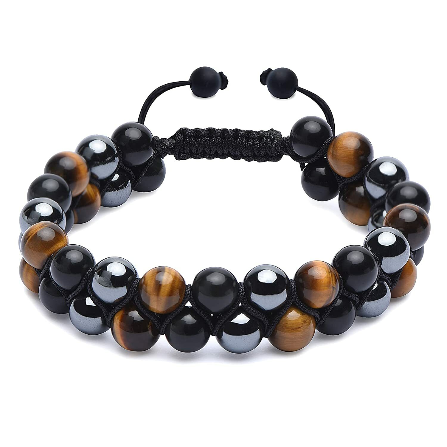 Natural Stone Bead Double Layer Braided Bracelet Bangles Healing Therapy Jewelry