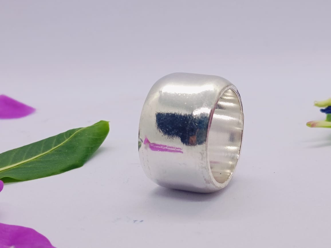 Solid 925 Sterling Silver Wide Band and Statement Handmade Smooth Thick Ring