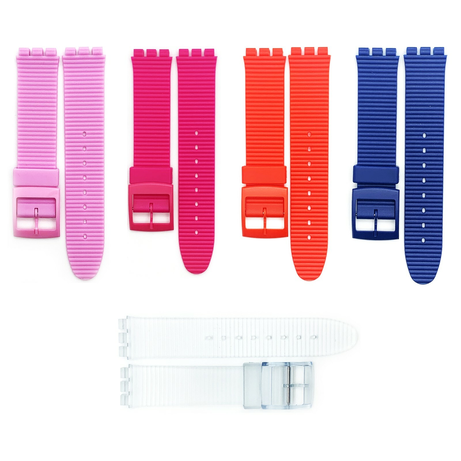 Swatch Watch Band 17 MM in Hot Pink, Red, Blue, Transparent Speed Bump Style