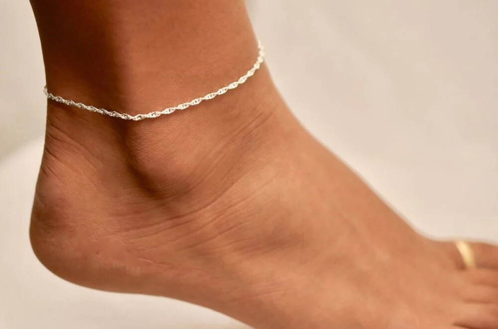 1.5MM Solid 925 Sterling Silver Italian Diamond Cut Singapore Anklet 9″ or 10″