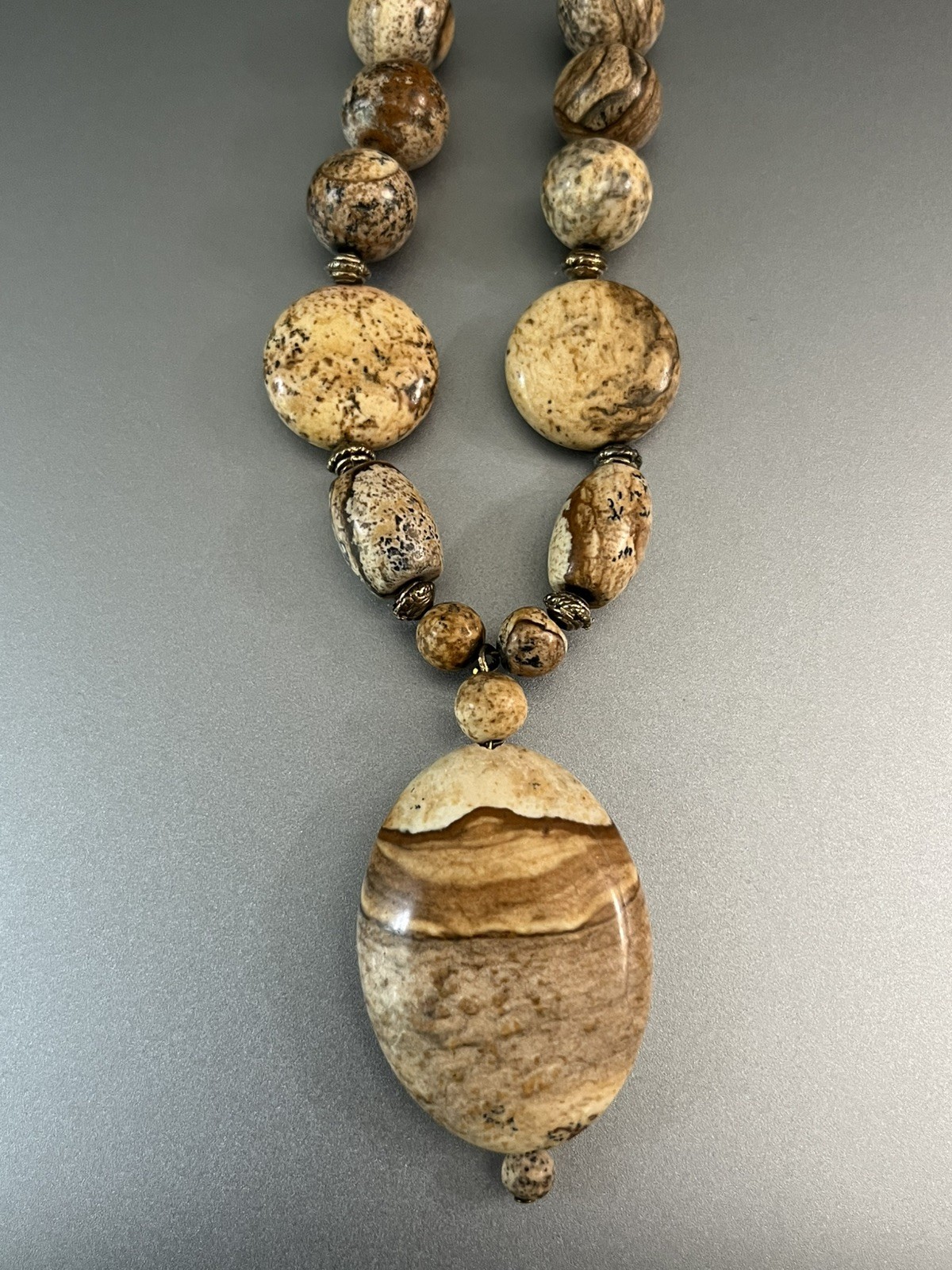 Picture Jasper Necklace Landscape Earthy 21″