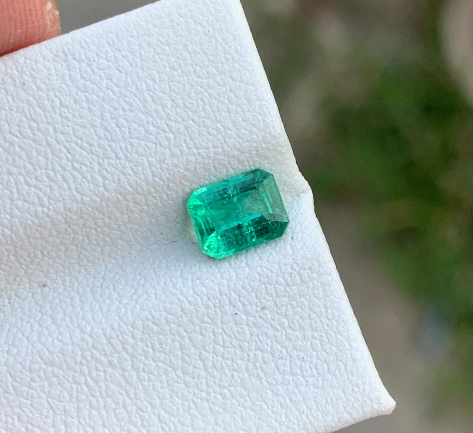 Natural Zambian Emerald 0.785 Ct Octagon Cut Vivid Green Slightly Included