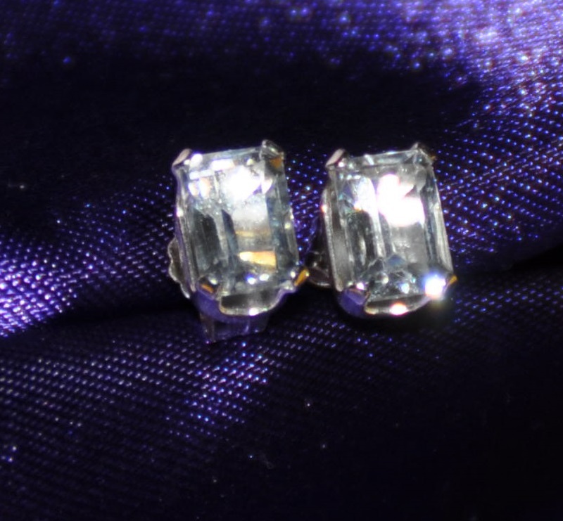 6MM x 4MM EMERALD CUT AQUAMARINE EARRINGS– 1.00CTW — .925 STERLING SILVER