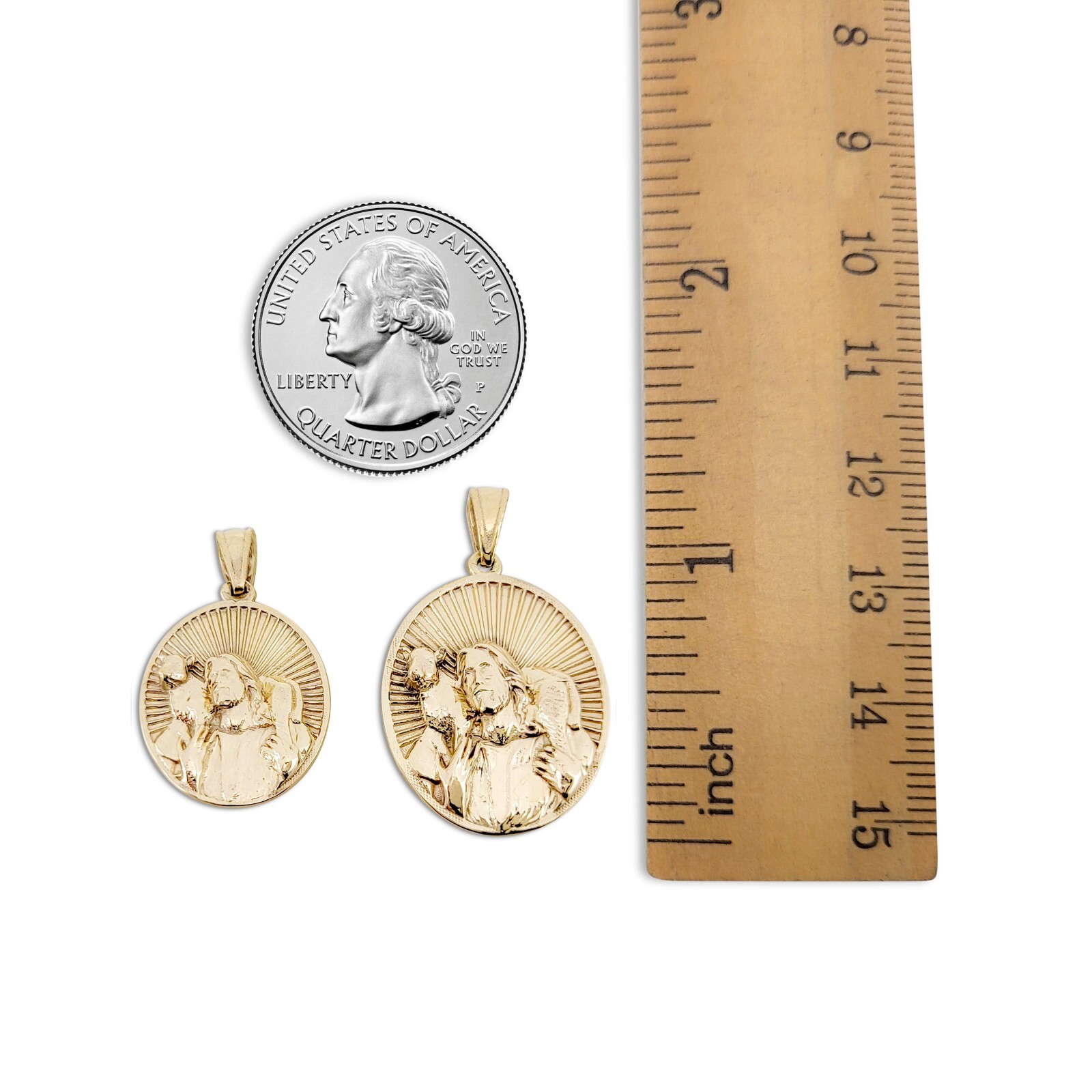 Solid 18K Yellow Gold Jesus Shepherd Pendant, Gold Lamb Of God Pendant